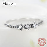 NEW ARRIVAL - Silver Vintage Charm Stars Clear AAA+ Cz Diamonds Stackable Ring - The Jewellery Supermarket