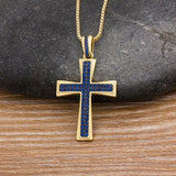 NEW AAA+ Cubic Zirconia Diamonds 4 Colors Choice Cross Blue/Purple/Green/Gold Crystal Necklaces - The Jewellery Supermarket