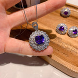 NEW ARRIVAL - Charming Sterling Silver Daisy Lab Amethyst Gemstone Jewellery Sets - The Jewellery Supermarket