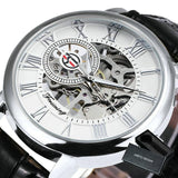 NEW - Luxury Mens Gold Mechanical Skeleton Leather Forsining 3d Hollow Watch - The Jewellery Supermarket