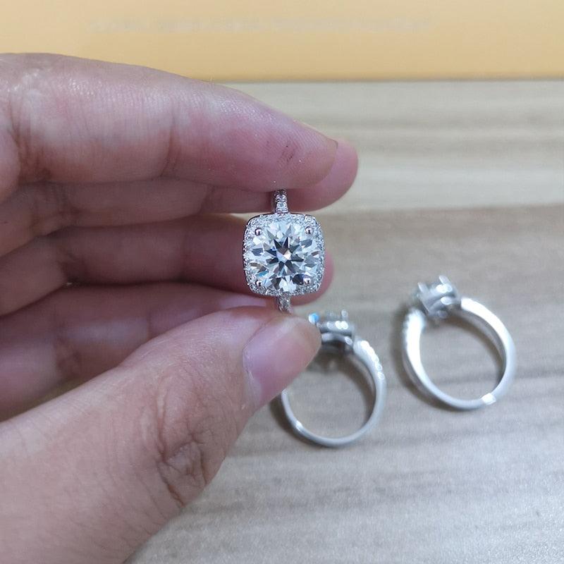 1-3 Carats Round Brilliant 100% High Quality Moissanite Diamonds Halo Dream Wedding Eternity Ring - The Jewellery Supermarket