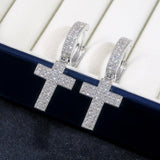 Dazzling Arrow Christian Cross-shape Drop Earrings for Women/Men - AAA Zirconia Crystals Fashion Earrings - The Jewellery Supermarket