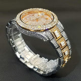 New Luxury Full Simulated Diamond Silver Quartz Wristwatch Hip Hop Iced Out Waterproof Fashion Watches - The Jewellery Supermarket