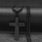 Impressive Stainless Steel Cross Necklace Black Silver Color Gothic Style Necklace - Christian Jewellery - The Jewellery Supermarket