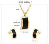 New Design Stainless Steel Black Gold / Silver Plated Shell Pendant Necklace Earrings Classic Jewellery Sets for Women - The Jewellery Supermarket