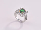 NEW - Luxury AAA+ Cubic Zirconia Green Color Princess Designer Ring - The Jewellery Supermarket