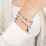 NEW Fashion Gold Color Beads Religious Stainless Steel Cross Charms Bracelets For Women - The Jewellery Supermarket
