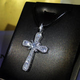 Exquisite White AAA Zircon Crystals Cross Pendant Necklace - Women's 925 Silver Geometric - Religious Jewellery - The Jewellery Supermarket