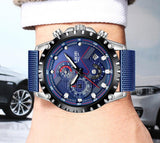 New Blue Top Brand Luxury Waterproof Casual Mesh Belt Fashion Quartz Wristwatches - The Jewellery Supermarket