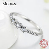 NEW ARRIVAL - Silver Vintage Charm Stars Clear AAA+ Cz Diamonds Stackable Ring - The Jewellery Supermarket