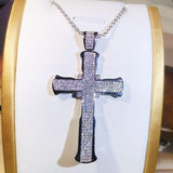 Unique Luxury Jewelry Silver Cross Necklace - Lucky Princess AAAA+ Cubic Zirconia Diamonds Necklace - The Jewellery Supermarket