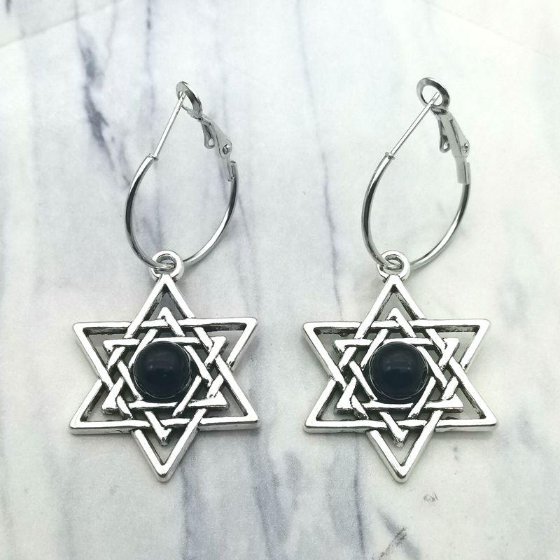 NEW ARRIVAL Judaism Menorah Star of David Charming Drop Dangle Earrings - The Jewellery Supermarket