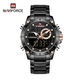 NEW MENS WATCHES - Luxury Original Gold Quartz Steel Waterproof Dual Display Sports Wrist Watch - The Jewellery Supermarket