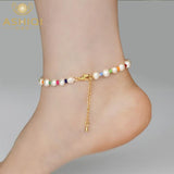 Women Ashiqui Foot Bracelet Pearl Anklet Charm For Minimalist Jewelry
