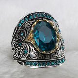 NEW VINTAGE RINGS Aquamarine Huge Oval Gemstones Hyperbole Design Size US 6-10 Ring - The Jewellery Supermarket