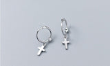 Charming Womens Fashion 100% Sterling Silver Christian Cross Small Drop Earrings - Popular Religious Gifts - The Jewellery Supermarket