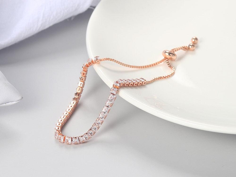 NEW Adjustable Various Size Clear AAA+ Zircon Diamonds Geometric Tennis Bracelets For Women - The Jewellery Supermarket