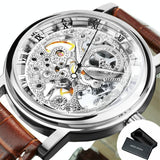 Top Brand Luxury Mechanical Transparent Golden Case Skeleton Watch for Men - The Jewellery Supermarket