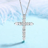 Stunning AAA+ CZ Zirconia Crystals Cross Silver Pendant Necklaces For Women. Trendy Christian Jewellery - The Jewellery Supermarket