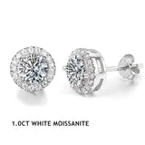 Brilliant Round Cut ♥︎ High Quality Moissanite Diamonds ♥︎ Rhodium Plated 925 Silver D Color Earrings - The Jewellery Supermarket