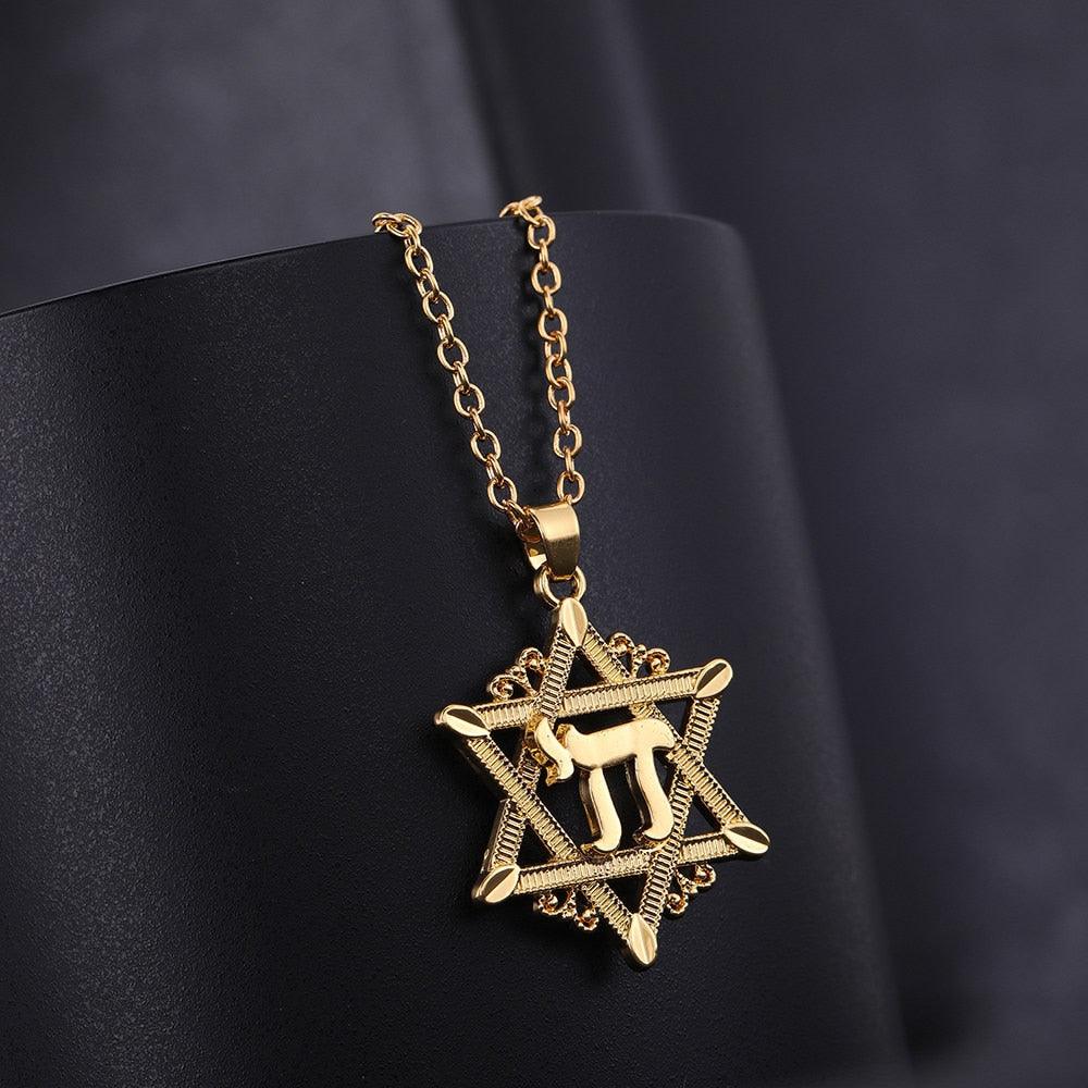 NEW Chai Amulet Star of David Gold Color Religious Symbols Charming Pendants Necklaces - The Jewellery Supermarket