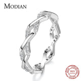 Silver Staggered Line Charm Finger Ring Classic Stackable Clear AAAA Simulated Diamonds Wedding Jewellery - The Jewellery Supermarket