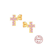 Luxury 925 Sterling Silver Stud Earring For Women and Girls - Colorful Fashion Cross Earrings  - The Jewellery Supermarket