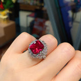 Great Gift Ideas - Sterling Silver Lab Ruby Gemstone Luxury Wedding Party Fine Jewelry Set - The Jewellery Supermarket