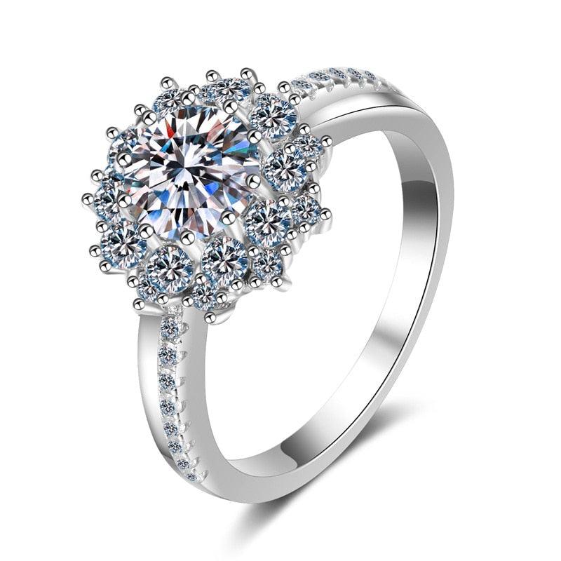 Fabulous 1CT VVS Flower Design High Quality Moissanite Diamonds Halo Ring for Women - Luxury Ring - The Jewellery Supermarket