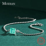 Luxury Women Silver Color Square Sterling Tourmaline Beads Chain Bracelet For Statement Jewelry - The Jewellery Supermarket