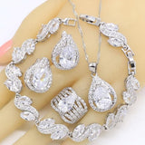 Lovely Gift - Classic White AAA+ Zircon Diamonds 925 Silver Jewelry Set