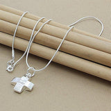 POPULAR Sterling Silver Cross Pendant Necklace with Snake Chain For Women - Religious Jewellery - The Jewellery Supermarket