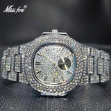 Top Brand Iced Out Square Luxurious Bling Bling Simulated Diamonds Double Dial Original Design Watches