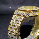 Luxury Baguette Design Iced Out Simulated Diamonda Men's Watch With Wide Strap Watches - Fashion Jewellery - The Jewellery Supermarket