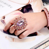 NEW VINTAGE RING Luxury Gold Plated Metal Big Pink Crystal Adjustable Rings - The Jewellery Supermarket