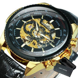 NEW - Luxury Men Silver Gold Skeleton Automatic Mechanical Wrist Military Watch - The Jewellery Supermarket