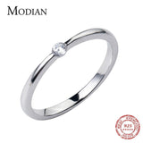 Classic Tiny Shiny AAAA Simulated Diamonds Stackable Slim Ring - Authentic 925 Sterling Silver Fine Jewellery