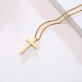 Stainless Steel Box Chain Style Cross Pendant Necklace for Women with Tiny CZ Crystals - Christian Jewellery - The Jewellery Supermarket