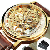 Top Brand Luxury Mechanical Transparent Golden Case Skeleton Watch for Men - The Jewellery Supermarket