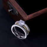 Glamorous Luxury Gold Silver Color Geometry AAA+ Cubic Zirconia Diamonds Fashion Ring - The Jewellery Supermarket