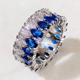 Stylish Colorful AAA+ Cubic Zirconia Diamonds Fashion Eternity Promise Ring