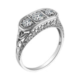 Vintage Style Trendy 3 Stone High Quality Moissanite Diamonds Ring 18KGP Fine Jewellery - The Jewellery Supermarket