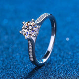 Classic Real 6 Heart Prong VVS High Quality Moissanite Diamonds and Side Diamonds Rings - Luxury Jewellery - The Jewellery Supermarket