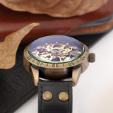 NEW - Mens Gold Mechanical Skeleton Steampunk Genuine Leather Watch - The Jewellery Supermarket