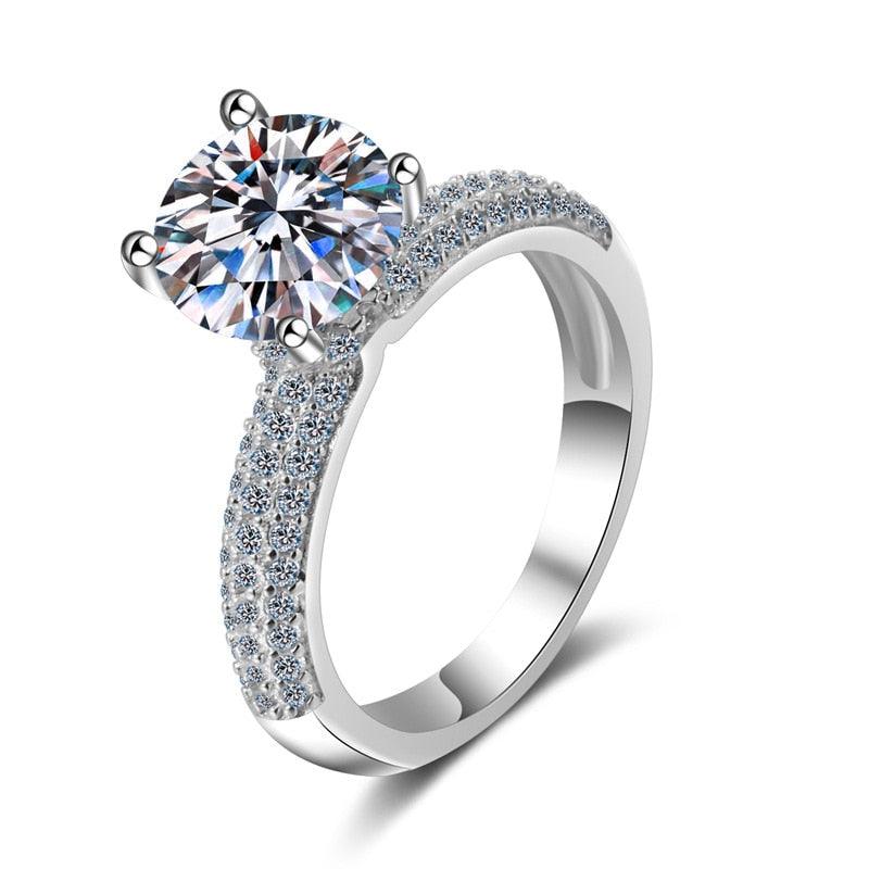Exquisite Real High Quality Moissanite Diamonds Engagement Ring With Pave Band 2ct Diamond - The Jewellery Supermarket