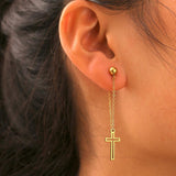 NEW Simple Metal Chain Religious Cross Hanging Stainless Steel Drop Earrings Drop Earrings