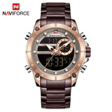 NEW MENS WATCHES - Luxury Original Gold Quartz Steel Waterproof Dual Display Sports Wrist Watch - The Jewellery Supermarket
