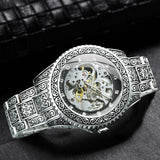 Top Brand Luxury Vintage Style Royal Crystal Gold Skeleton Engraved Watch - The Jewellery Supermarket