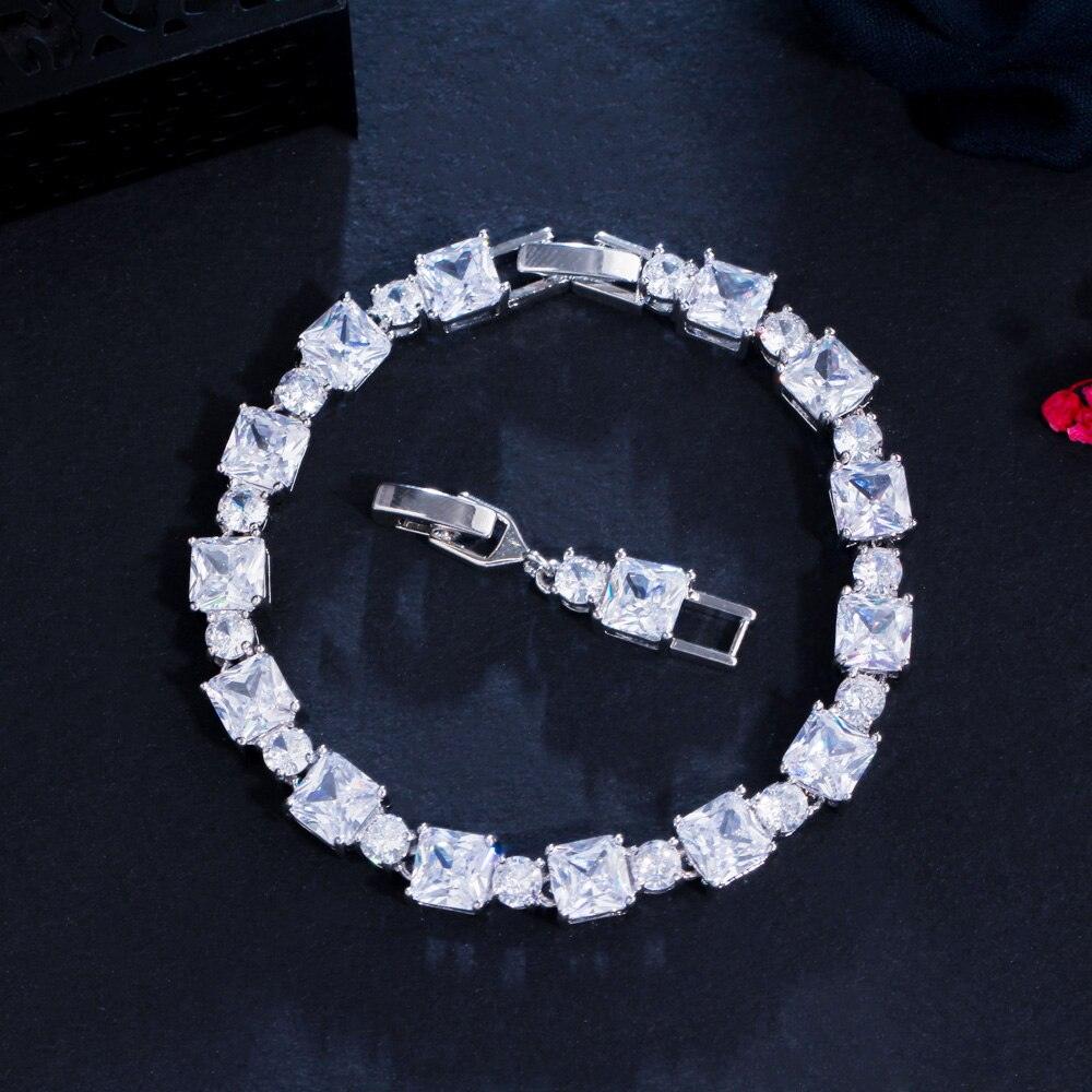 Gorgeous Pink AAA+ Cubic Zirconia Simulated Diamonds Square Tennis Bracelet for Women - The Jewellery Supermarket