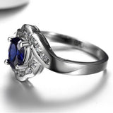 Graceful Luxury Geometry Blue Oval AAAA Lab Sapphire Gemstone New Design Ring - The Jewellery Supermarket